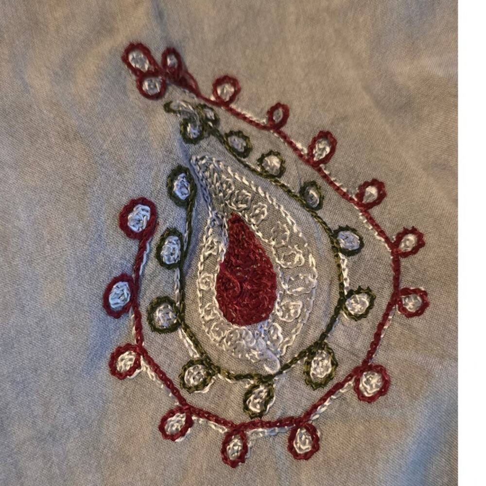 Young Threads Embroidered Maxi Dress Lace V-Neck Pockets L - Boho Cottagecore - Picture 7 of 9